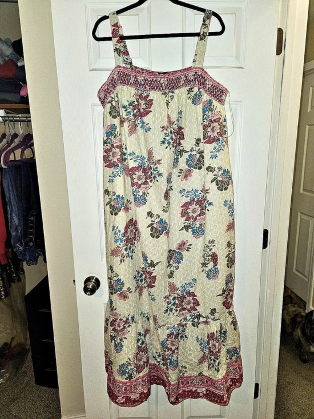 Lane Bryant Floral Maxi Dress in Beige & Pink Size 22/24 Like New